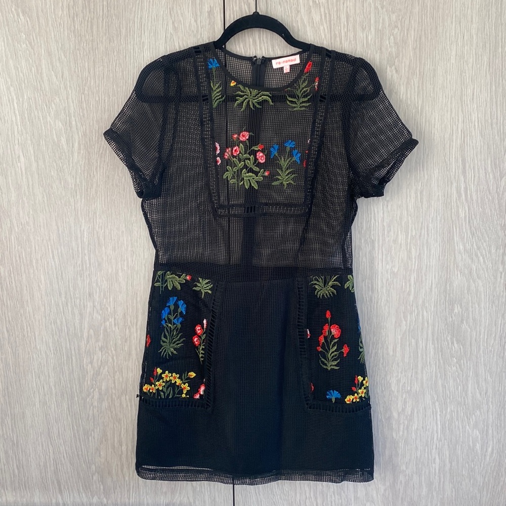 Re:Named Embroidered Floral Minidress
